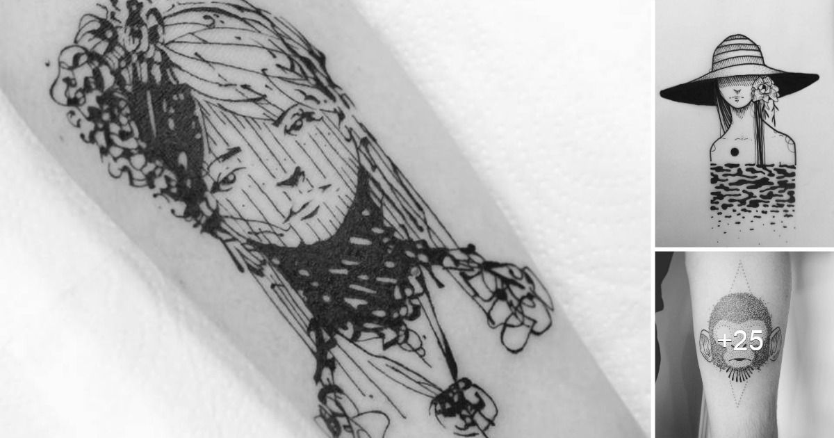 En este momento estás viendo Tatuajes de líneas erráticas de GUGA SCHARF, inspirados en dibujos de cuaderno